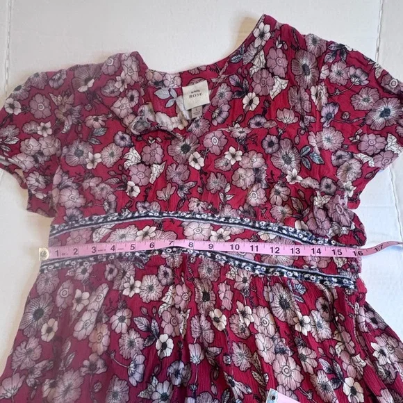 Knox Rose Red Floral Boho Midi Dress Size L | V-Neck Tiered Cottagecore - Picture 9 of 13